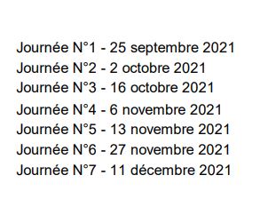 dates saison 2021 22 1